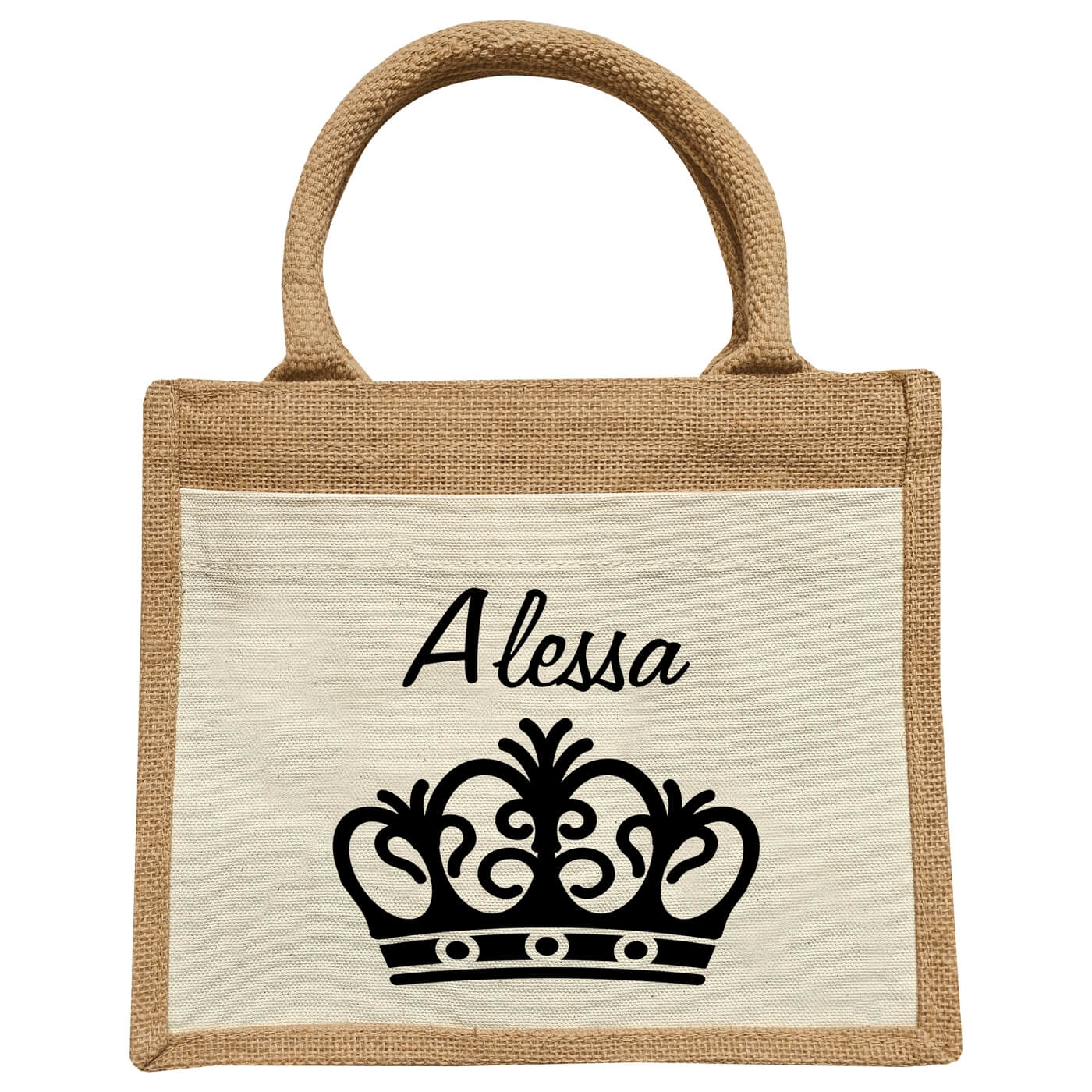 Jute Kindertasche Personalisiertmit Krone
