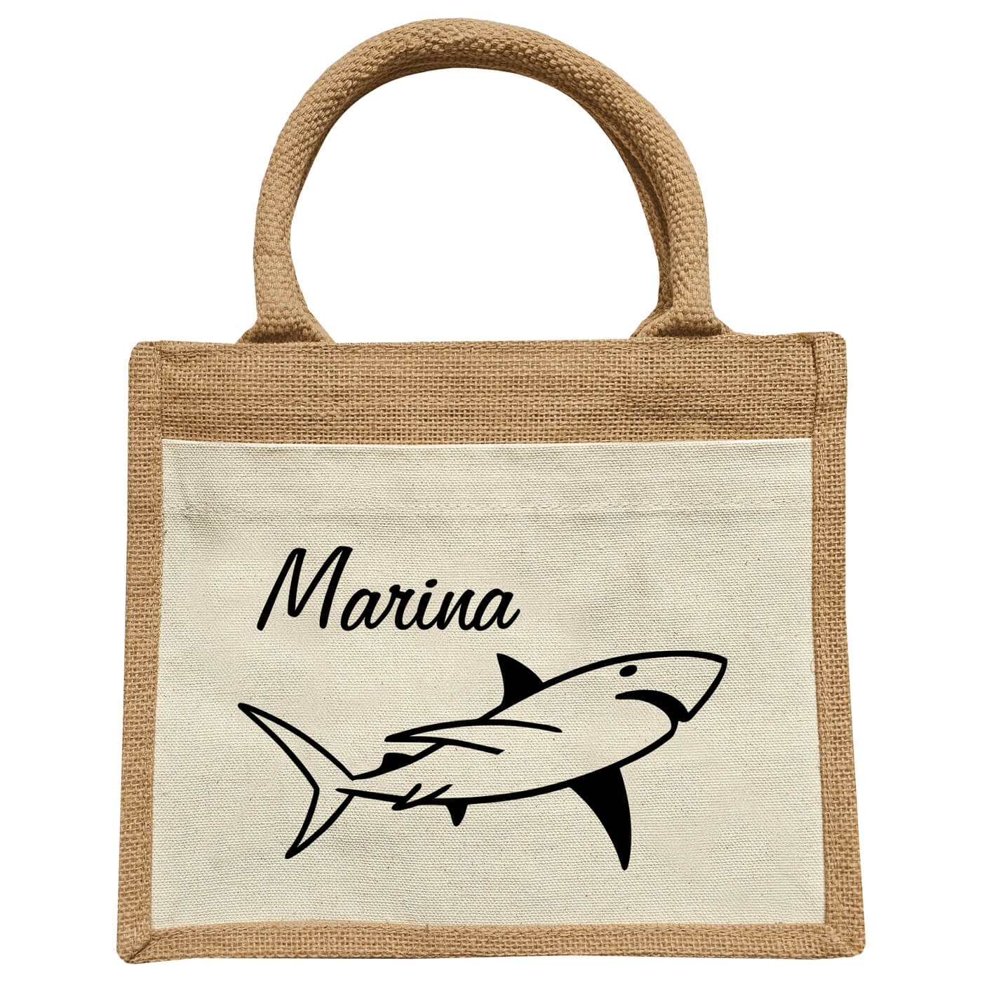 Jute Kindertasche Personalisiert mit Hai