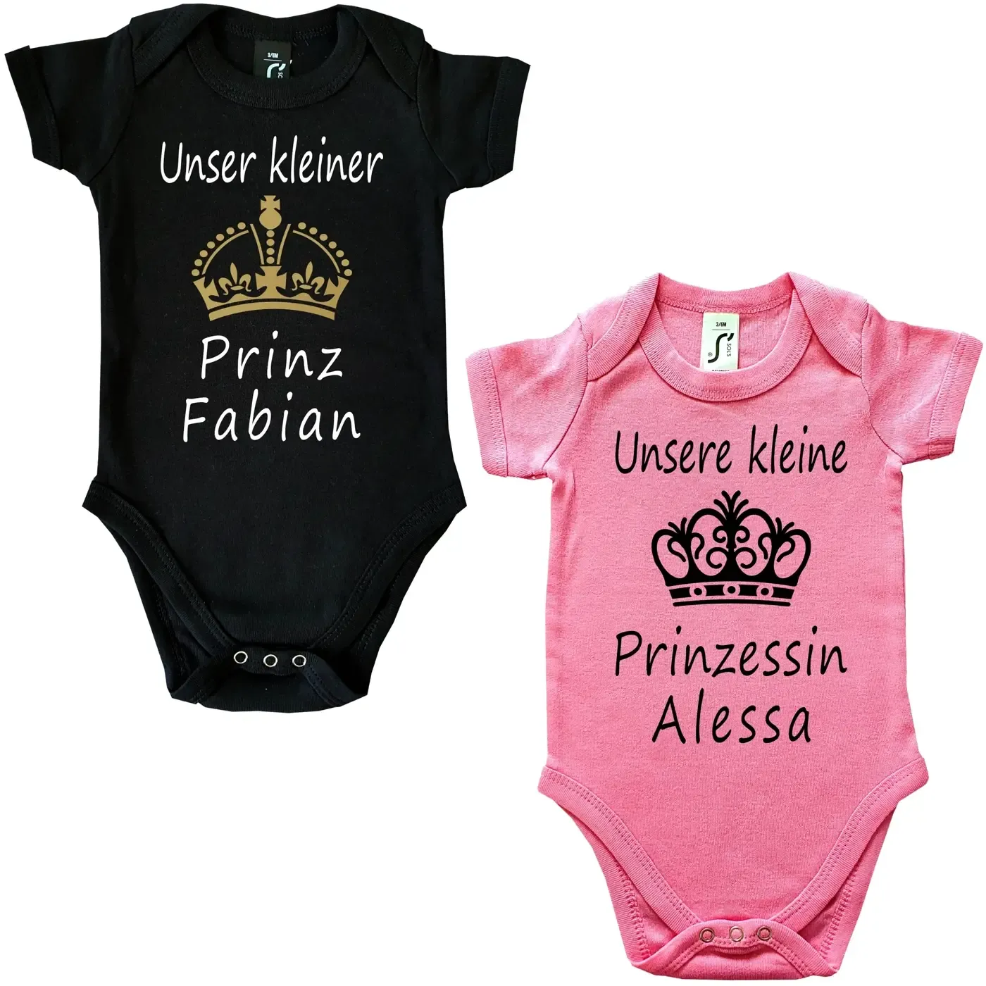Baby-Body mit Druck Prinz und Prinzessin