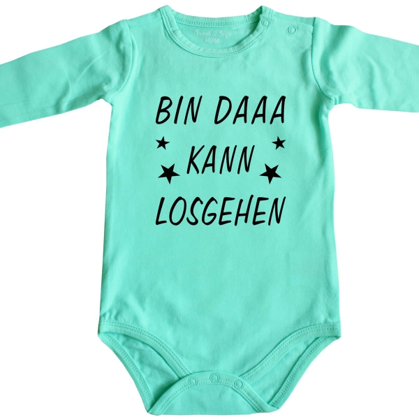 Bio Baby-Body mit Spruch - Bin daaa - kann losgehen